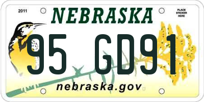 NE license plate 95GD91