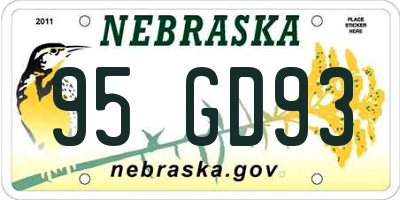 NE license plate 95GD93