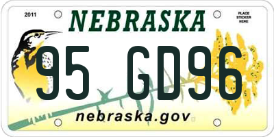 NE license plate 95GD96
