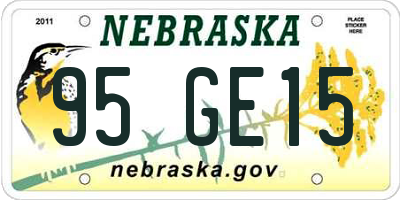 NE license plate 95GE15