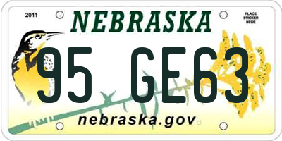 NE license plate 95GE63
