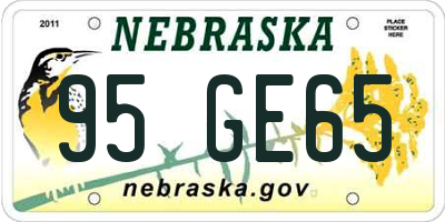 NE license plate 95GE65