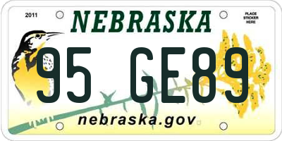 NE license plate 95GE89