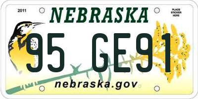 NE license plate 95GE91