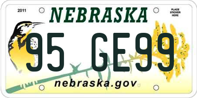 NE license plate 95GE99