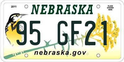 NE license plate 95GF21