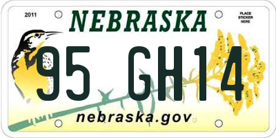 NE license plate 95GH14