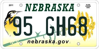 NE license plate 95GH68