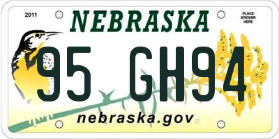 NE license plate 95GH94