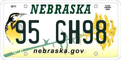NE license plate 95GH98