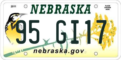 NE license plate 95GI17