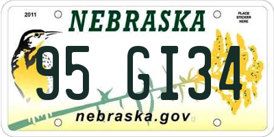 NE license plate 95GI34