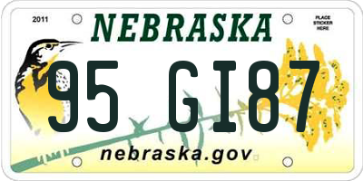 NE license plate 95GI87