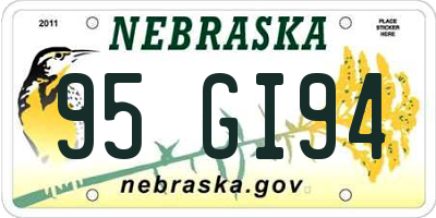 NE license plate 95GI94