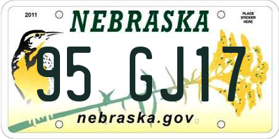 NE license plate 95GJ17