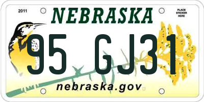 NE license plate 95GJ31