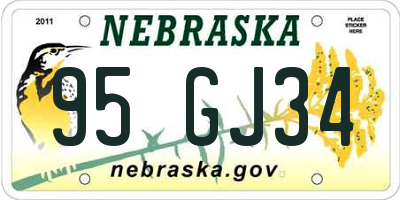 NE license plate 95GJ34