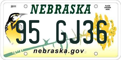 NE license plate 95GJ36