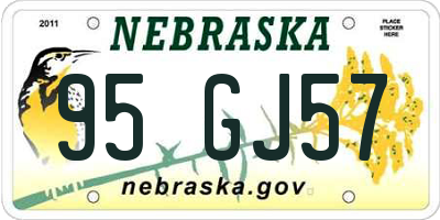 NE license plate 95GJ57