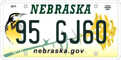 NE license plate 95GJ60