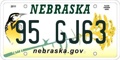 NE license plate 95GJ63