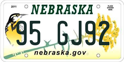NE license plate 95GJ92