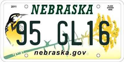 NE license plate 95GL16