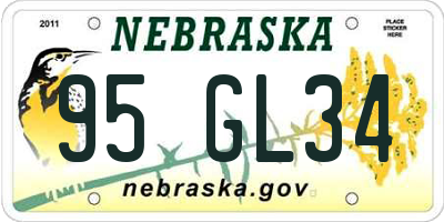 NE license plate 95GL34