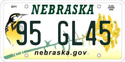 NE license plate 95GL45