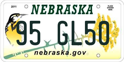 NE license plate 95GL50