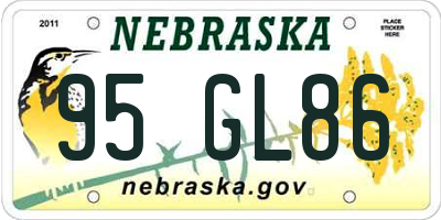 NE license plate 95GL86