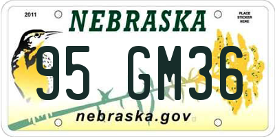NE license plate 95GM36