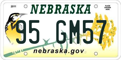 NE license plate 95GM57