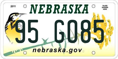 NE license plate 95GO85