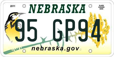 NE license plate 95GP94