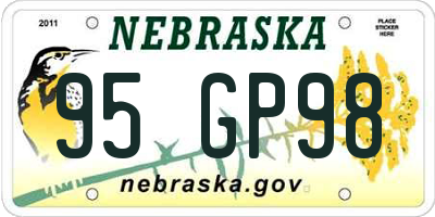 NE license plate 95GP98