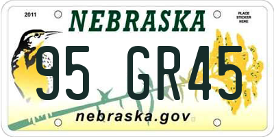 NE license plate 95GR45