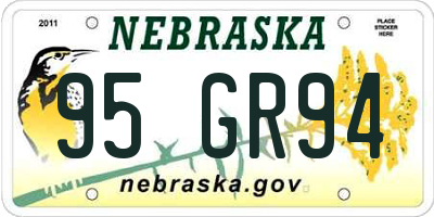 NE license plate 95GR94