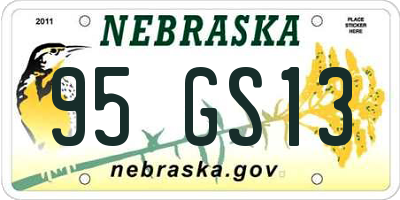 NE license plate 95GS13