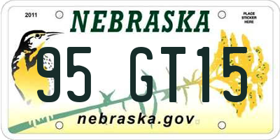 NE license plate 95GT15