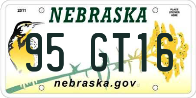 NE license plate 95GT16