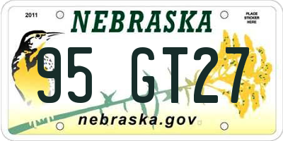 NE license plate 95GT27