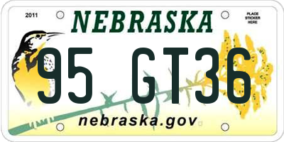 NE license plate 95GT36