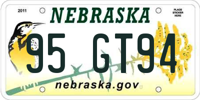 NE license plate 95GT94