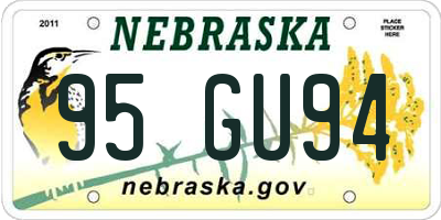 NE license plate 95GU94