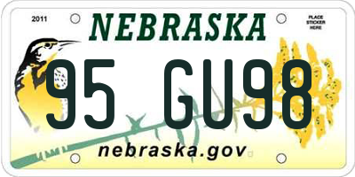 NE license plate 95GU98