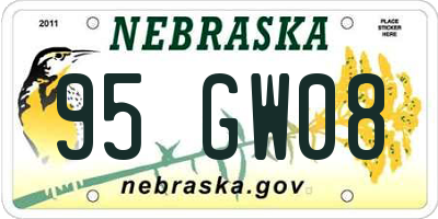 NE license plate 95GW08