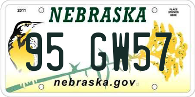 NE license plate 95GW57
