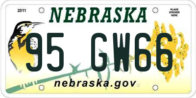 NE license plate 95GW66