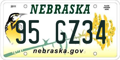 NE license plate 95GZ34